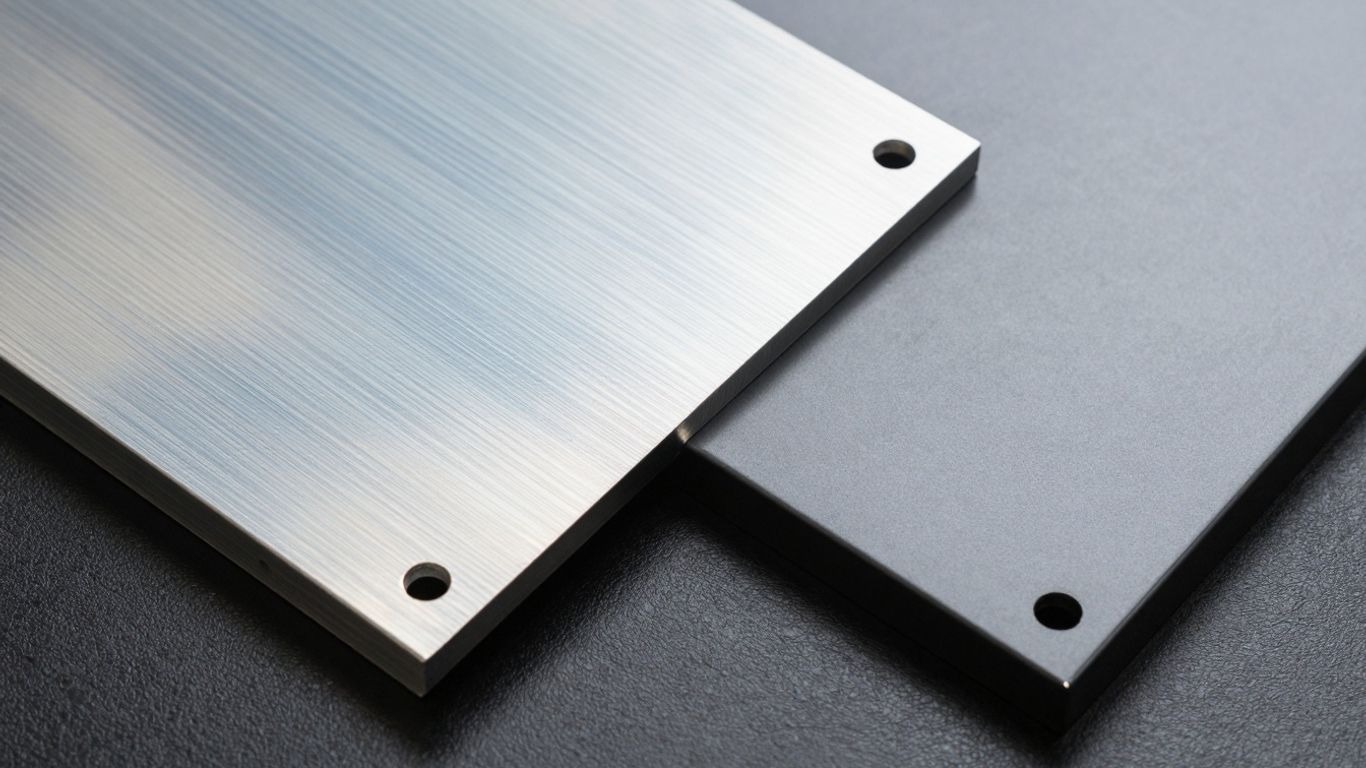 Eloxiertes Aluminium neben Pulverbeschichtung im Vergleich.