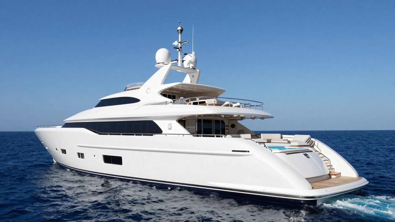 AIR mega yacht with pool and deck at sea.