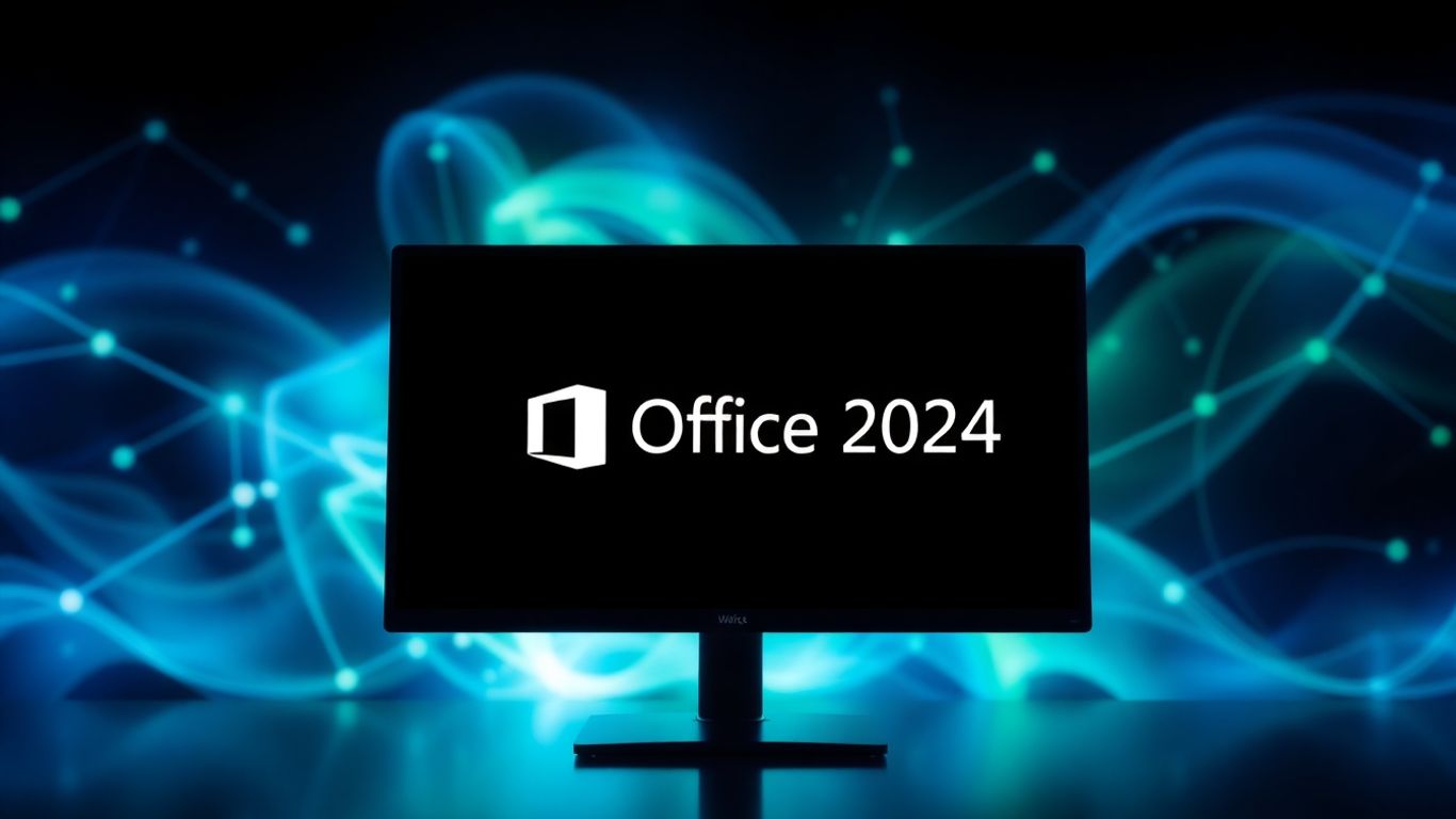 Actualización de Office 2024 en pantalla de computadora.