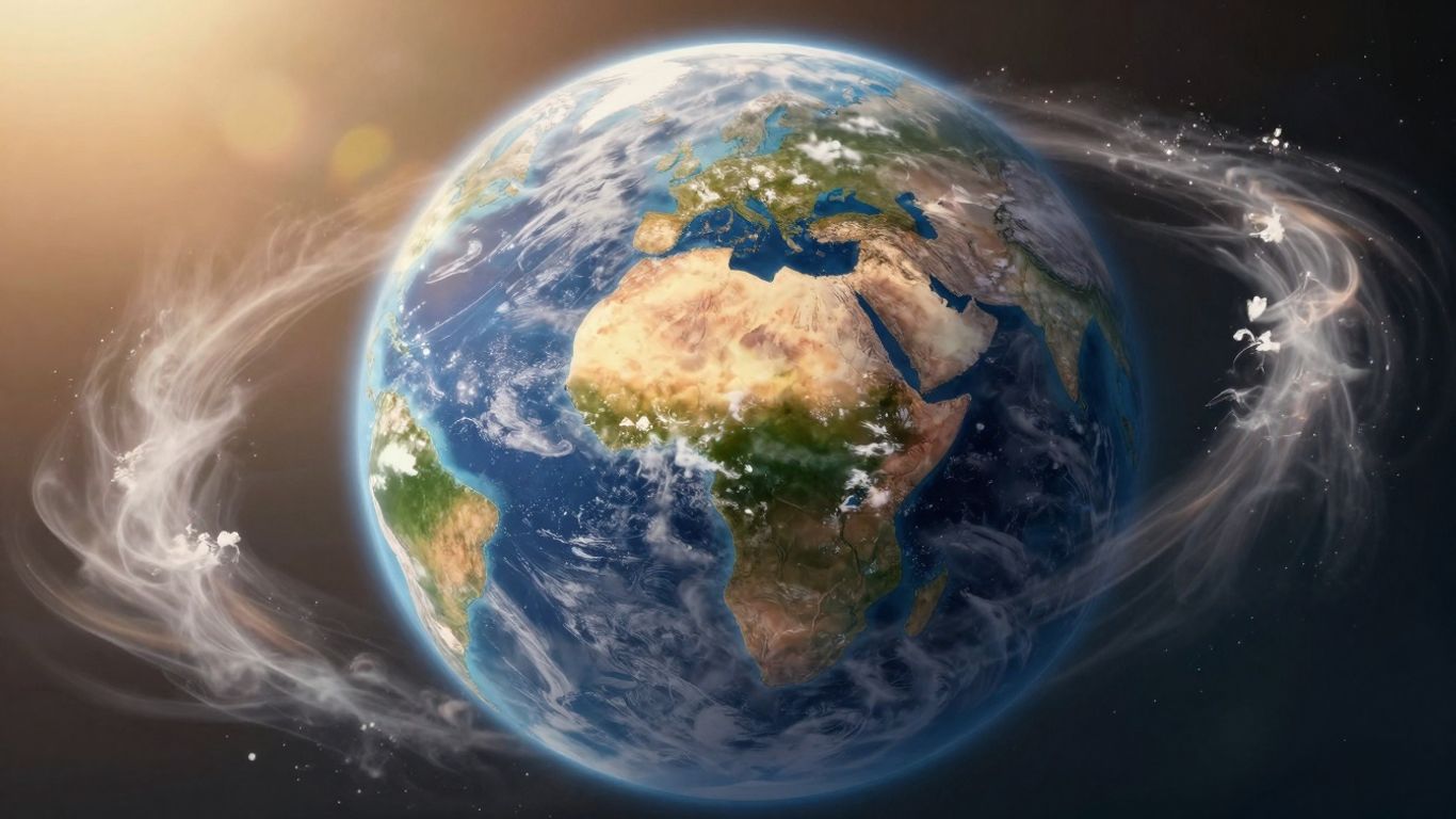Terre vue de l'espace avec une aura lumineuse.