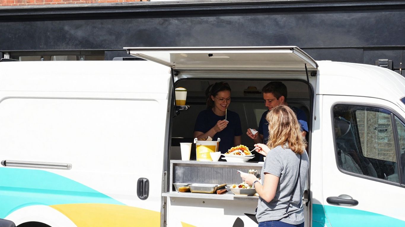 Food van serving delicious street food on a UK street.