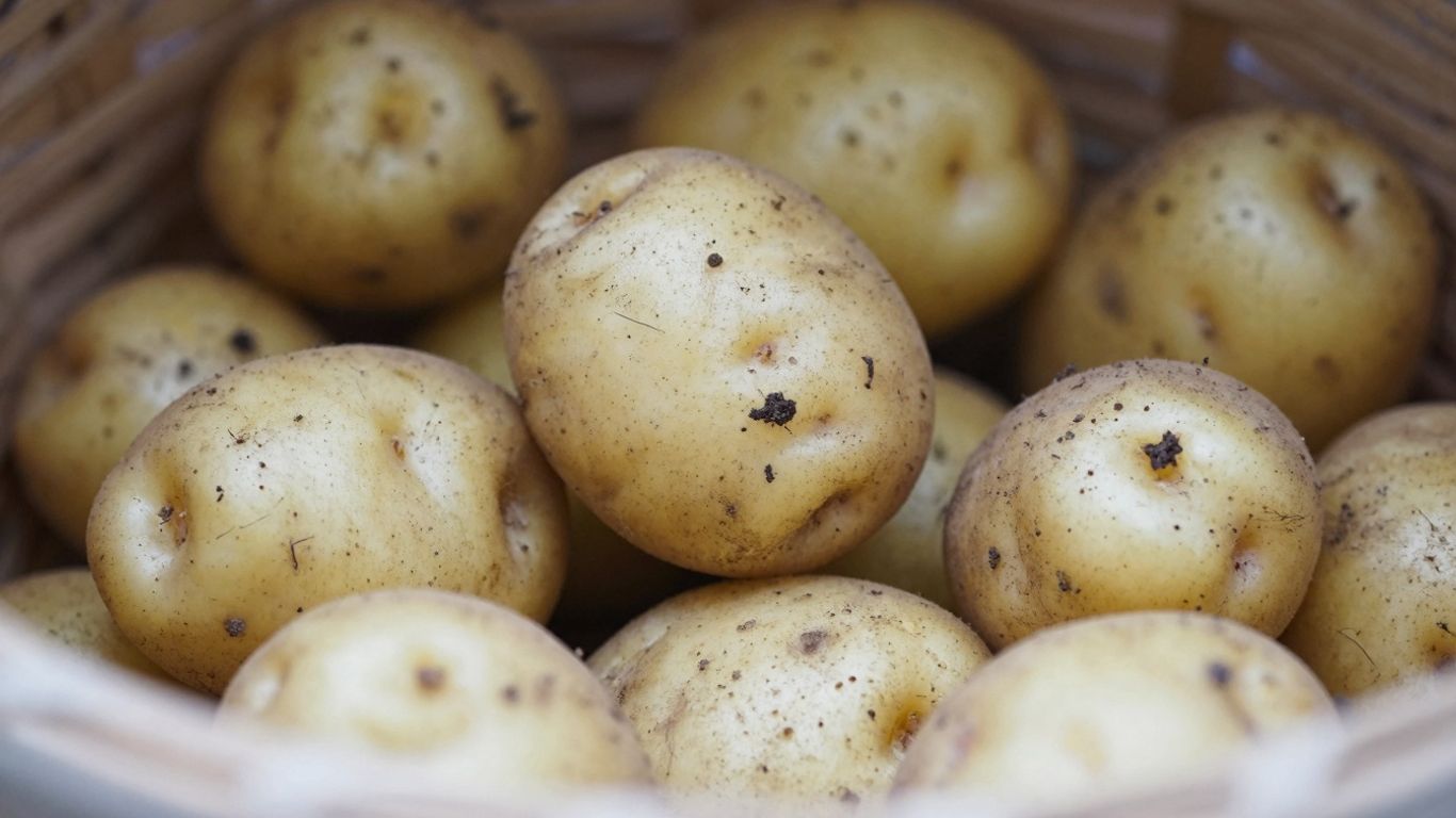 Vroege biologische aardappelen in een mand