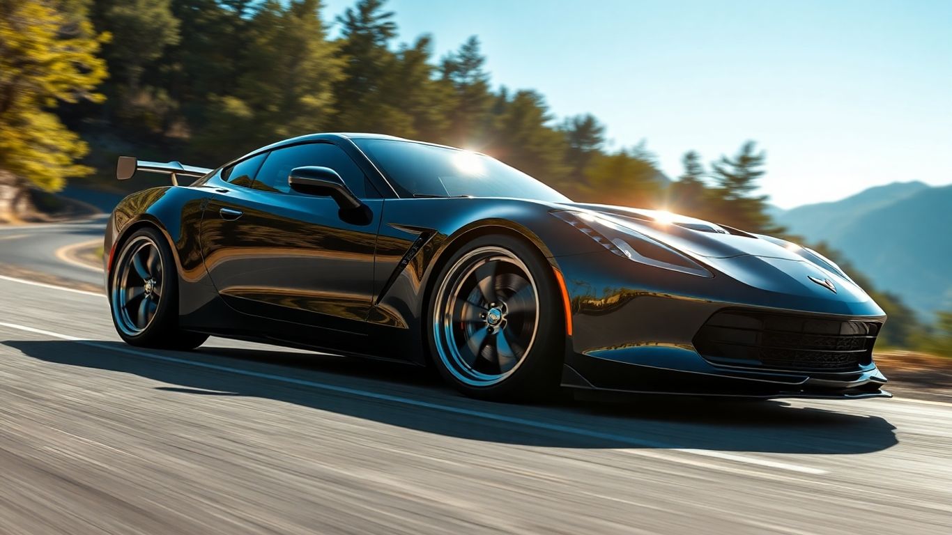 High-performance sports car with custom rims and spoiler.