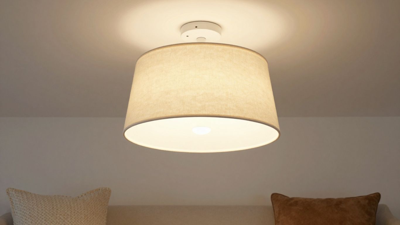 Deckenleuchte mit Lampenschirm im Wohnzimmer