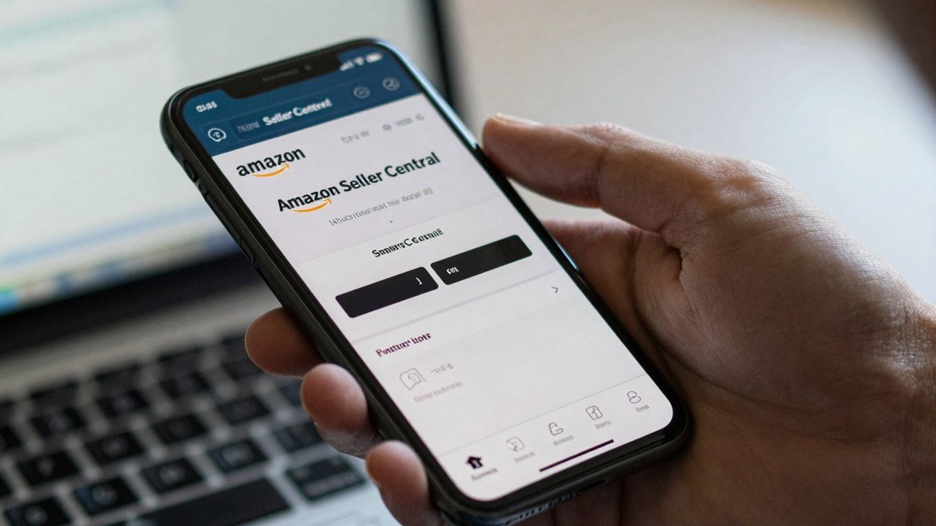 Amazon Seller Central login screen on a smartphone.