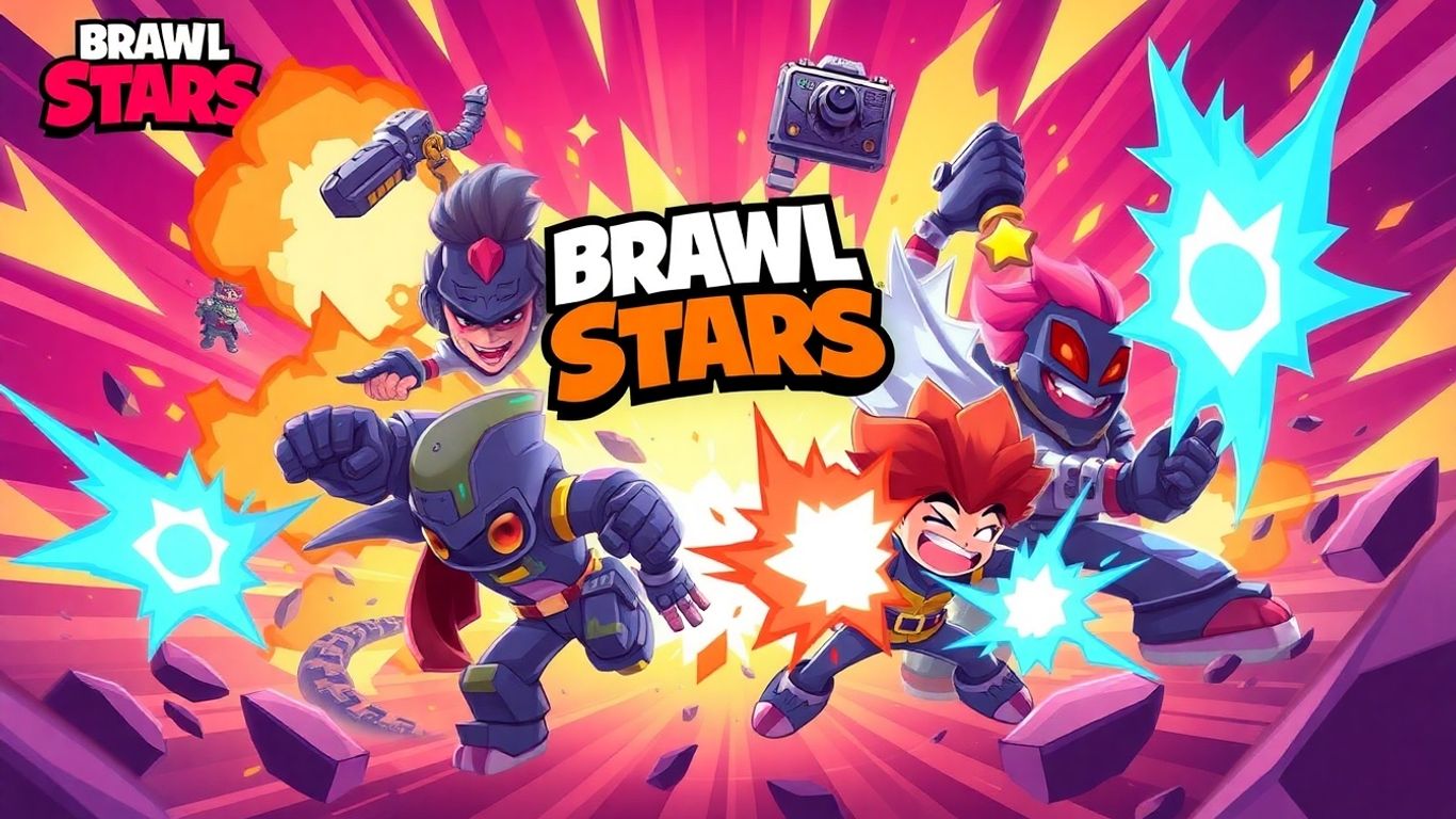 Brawl Stars characters in a competitive esports battle.