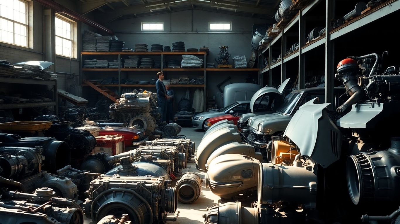 Warehouse filled with automotive parts