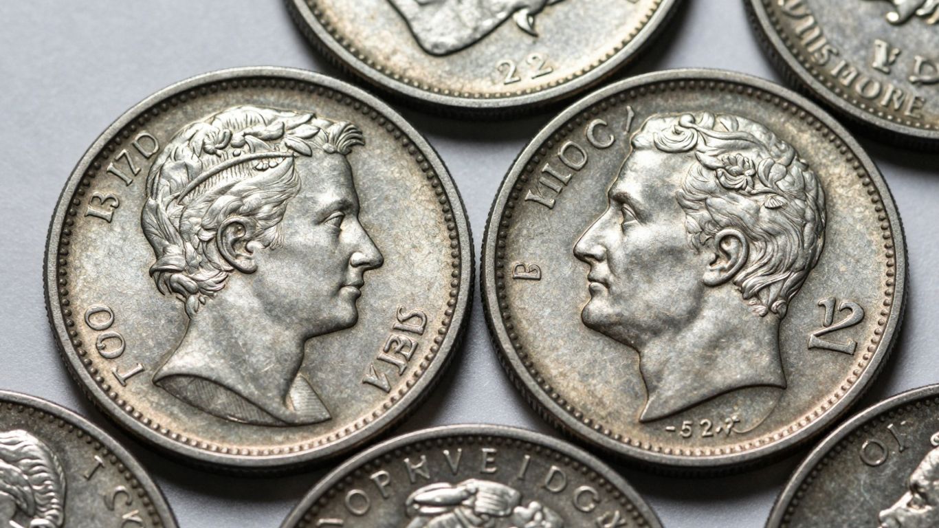 Overstrike error coins with visible overlapping mint marks and dates.