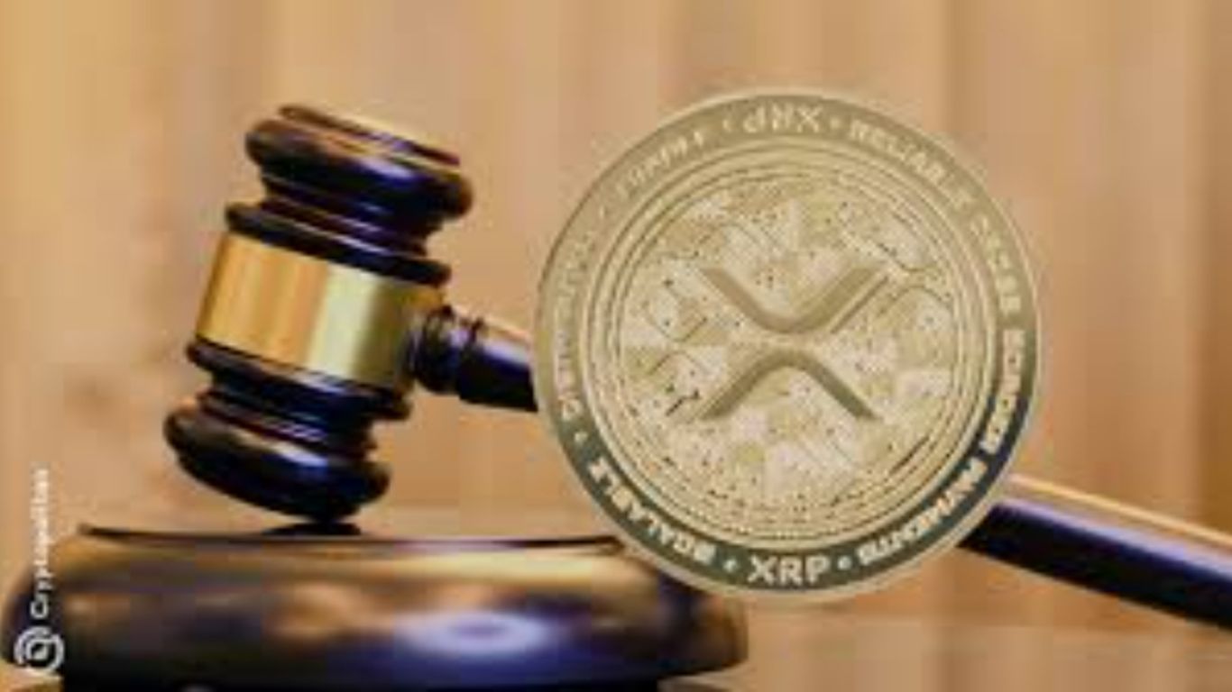 Gavel and cryptocurrency logo, suggesting legal and financial themes.