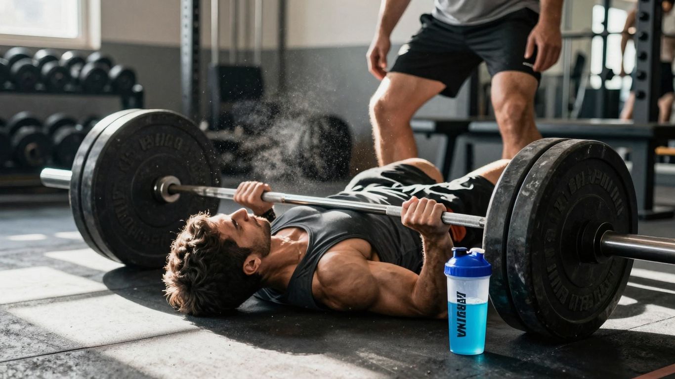 Man lifting weights during a workout session.