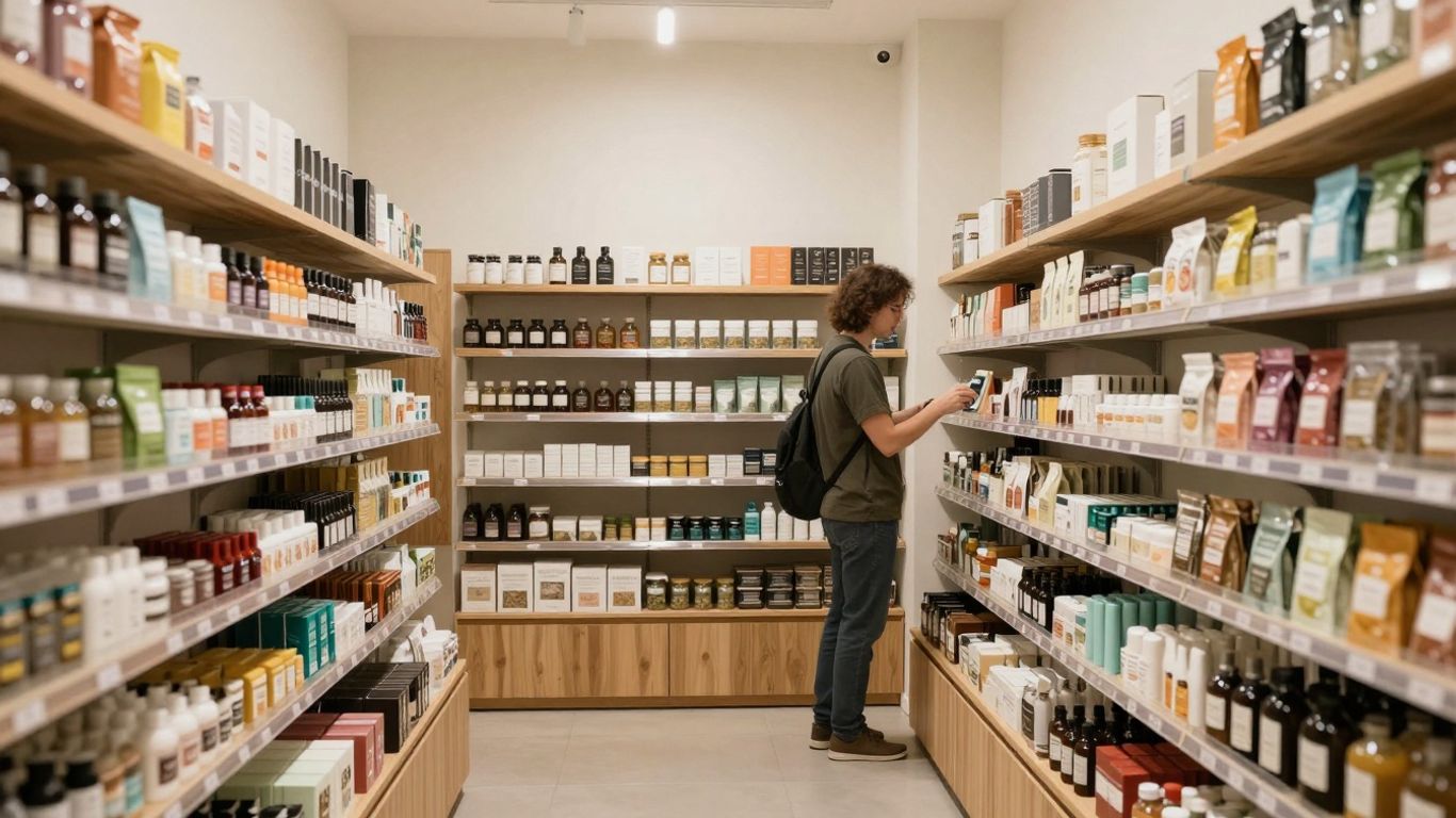 Everett WA dispensary interior with cannabis products.
