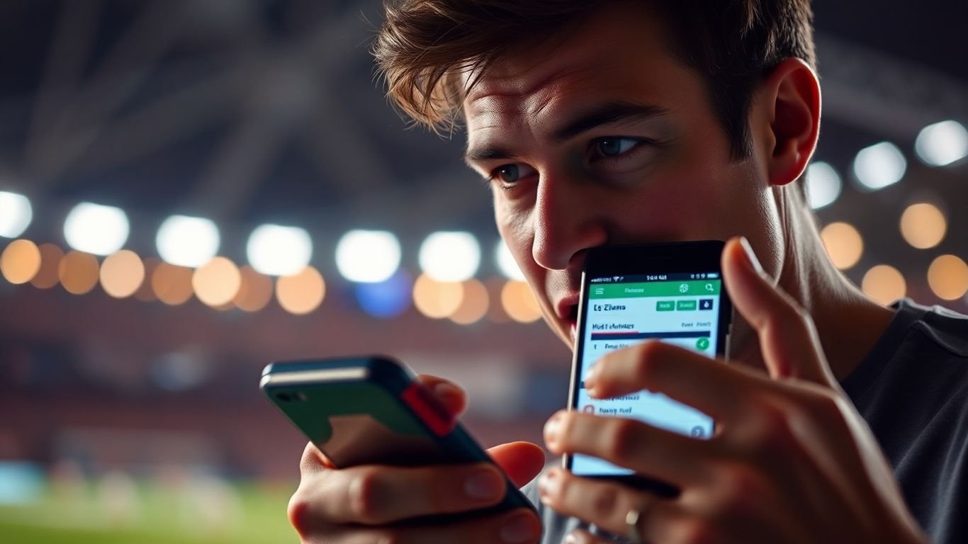 Person watching live sports betting on phone.