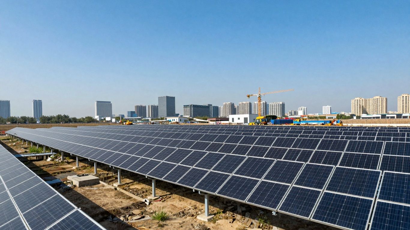 North America's largest urban solar plant under construction.