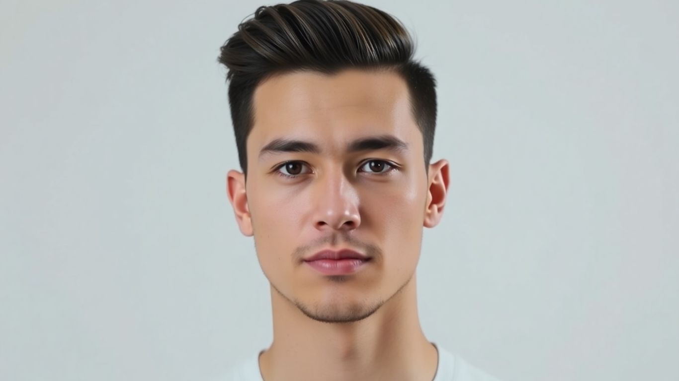 Man with round face and stylish haircut.