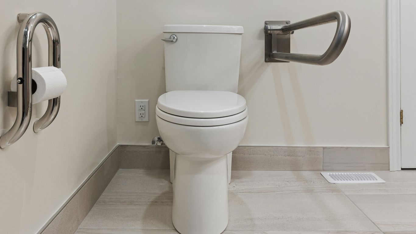 a toilet in a bathroom