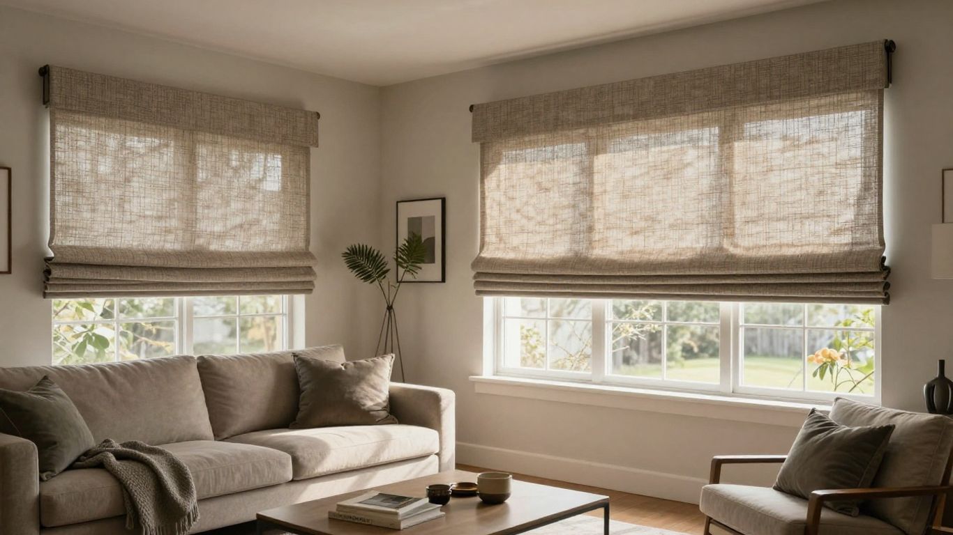 Custom window shades in a modern Franklin Lakes home.