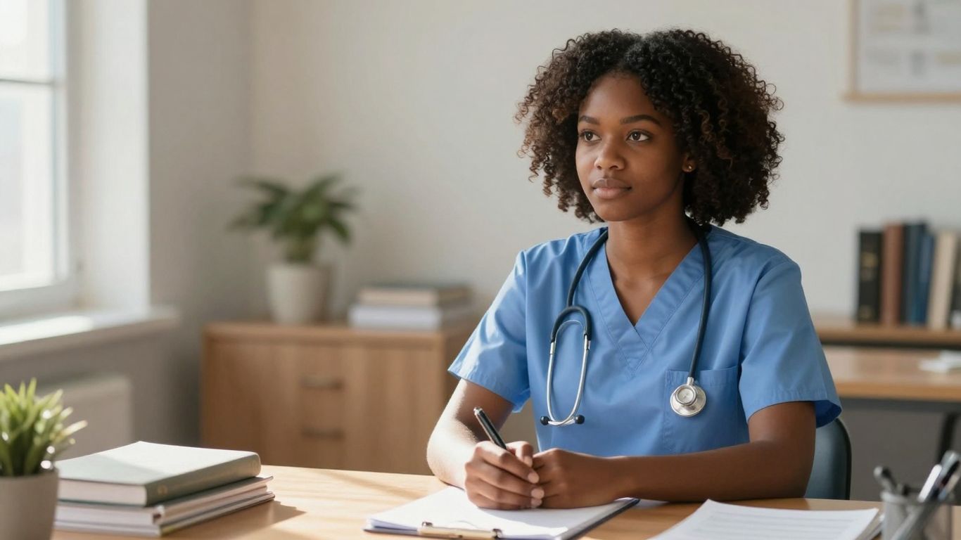 Nursing student preparing for entrance exam success.