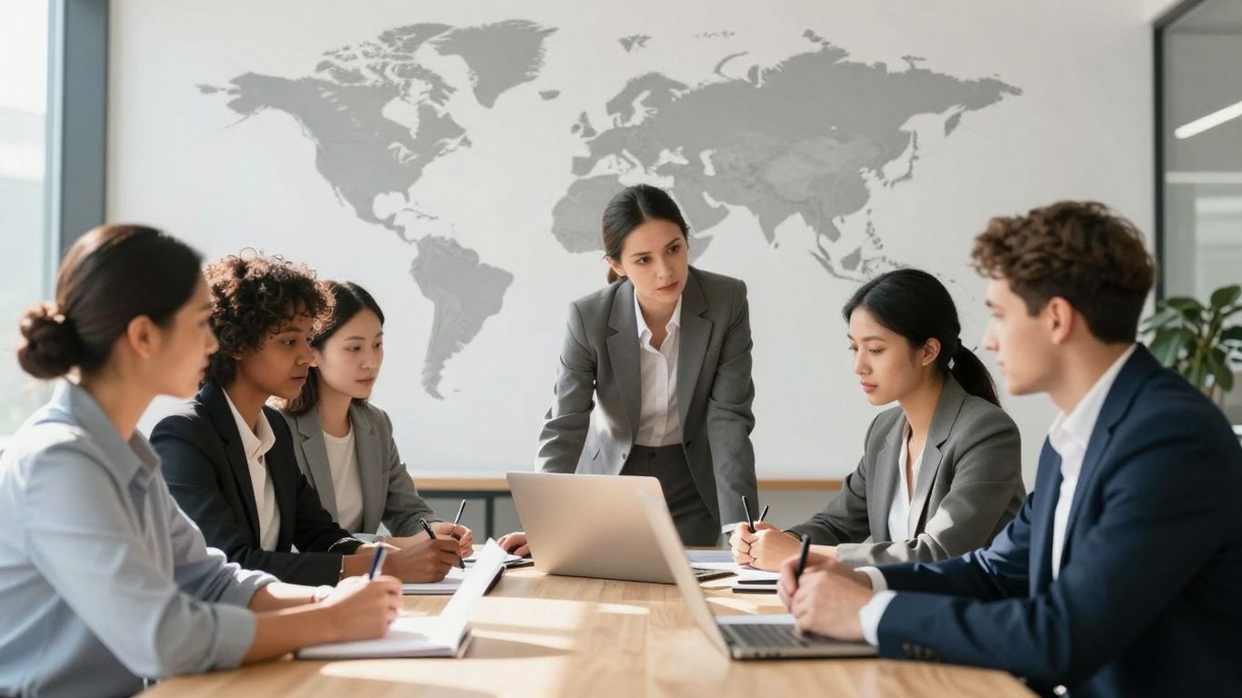 Startups hiring global talent, diverse team collaborating.