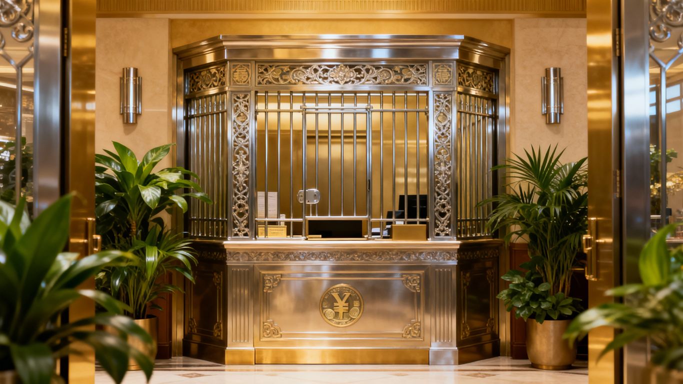 Cashier cage with plants, symbolizing wealth and positive cash flow.