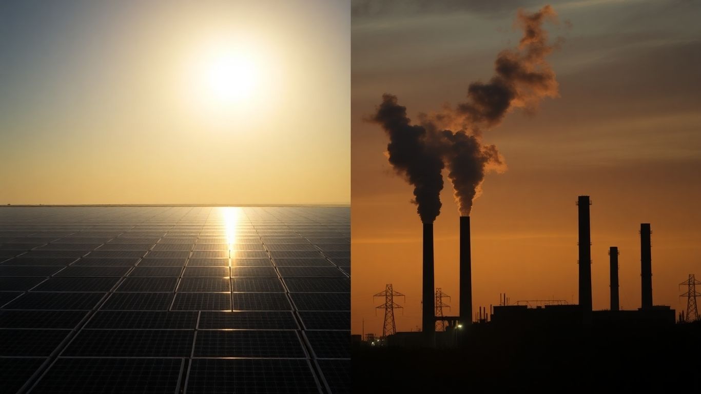 Panneaux solaires et centrale électrique à charbon