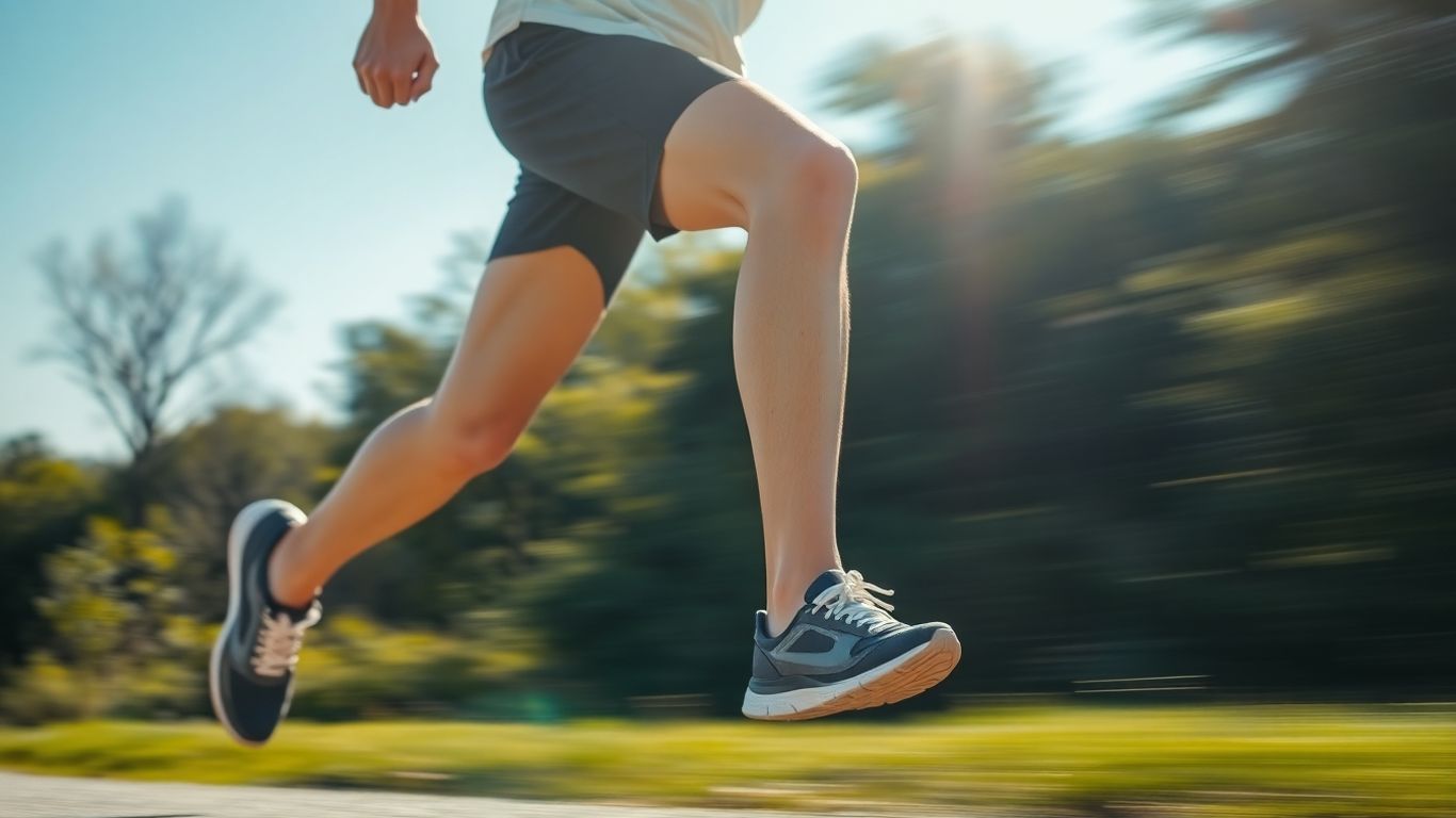 Runner maintaining marathon pace with focused determination.