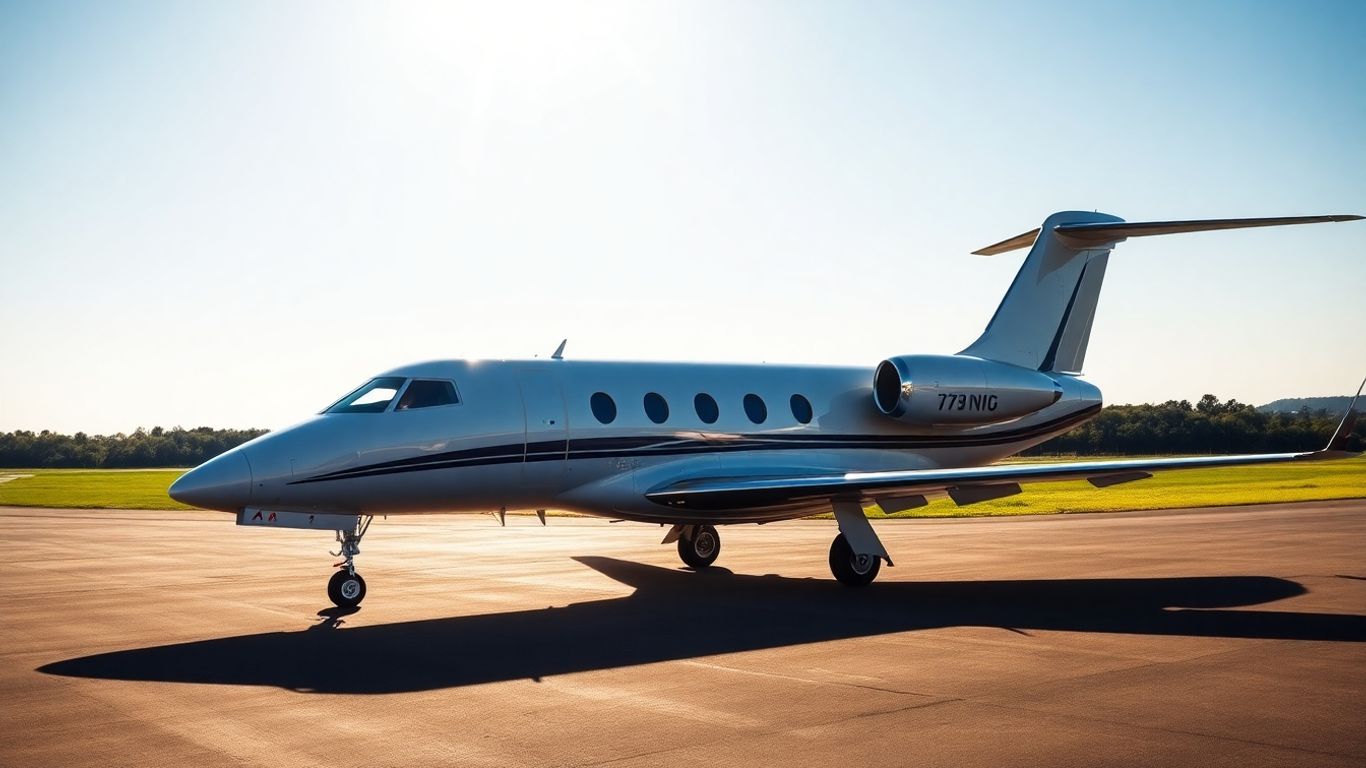 Sleek private jet on tarmac, luxury travel