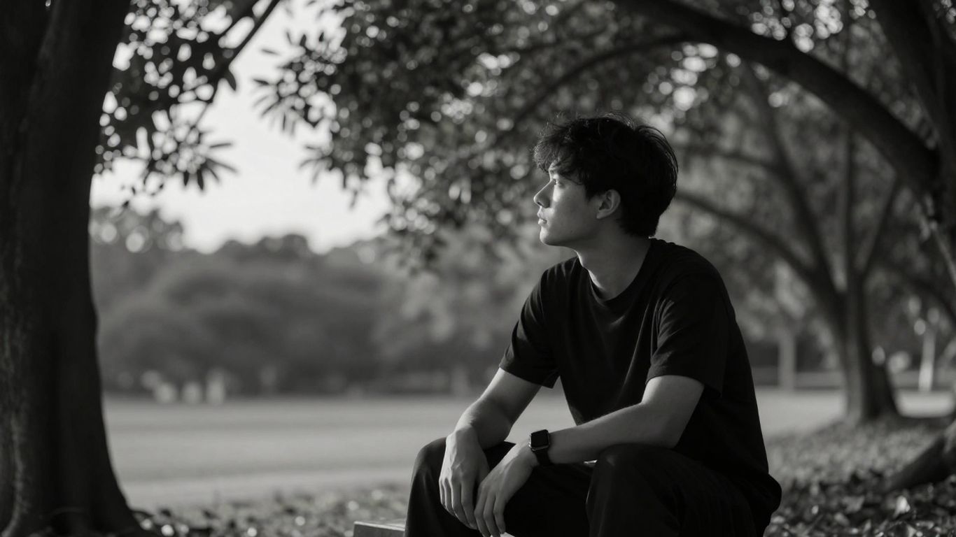 Persoană relaxată în natură, reconectare cu sine.