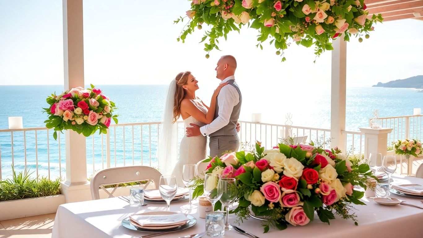 Couple celebrating at an all-inclusive wedding venue.