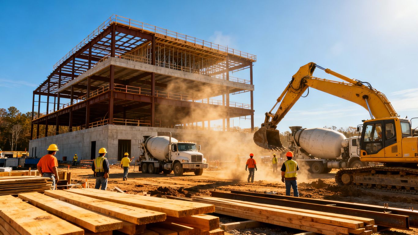 Construction site in LaFayette, GA with heavy machinery.