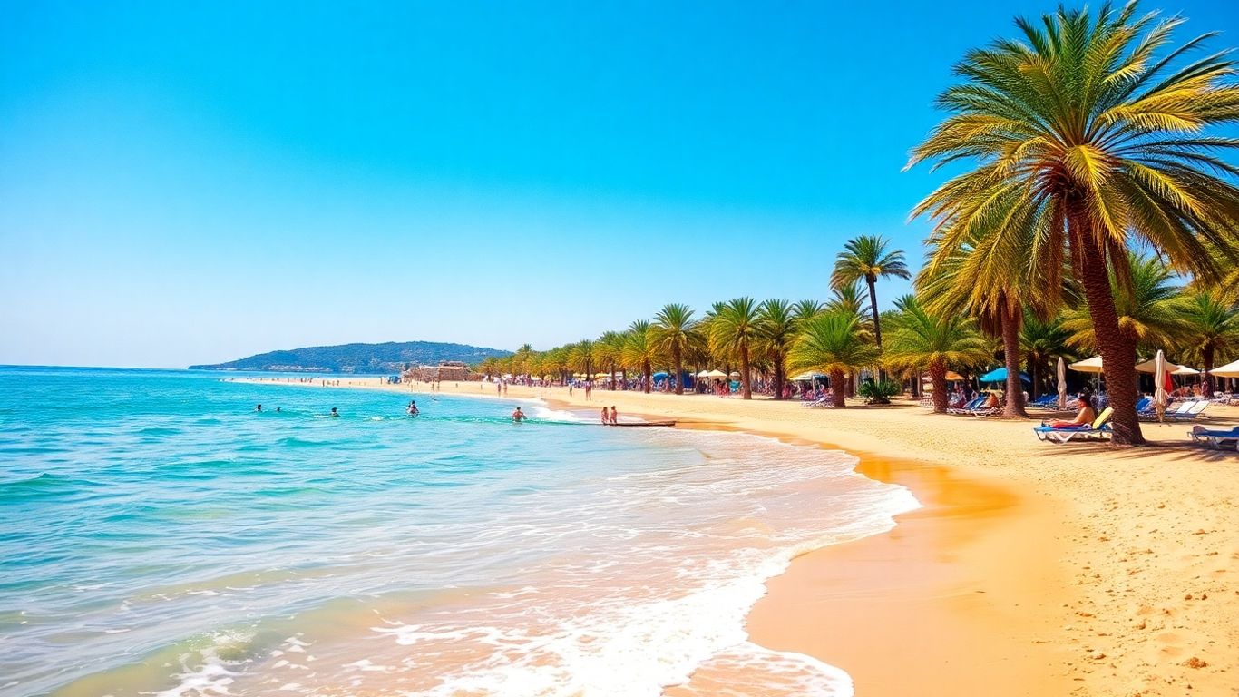 Słoneczna plaża w Bułgarii z turkusowym morzem