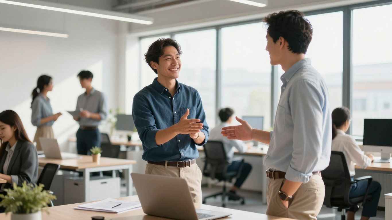 Professionals in een modern kantoor bij Tempo-Team Leeuwarden.