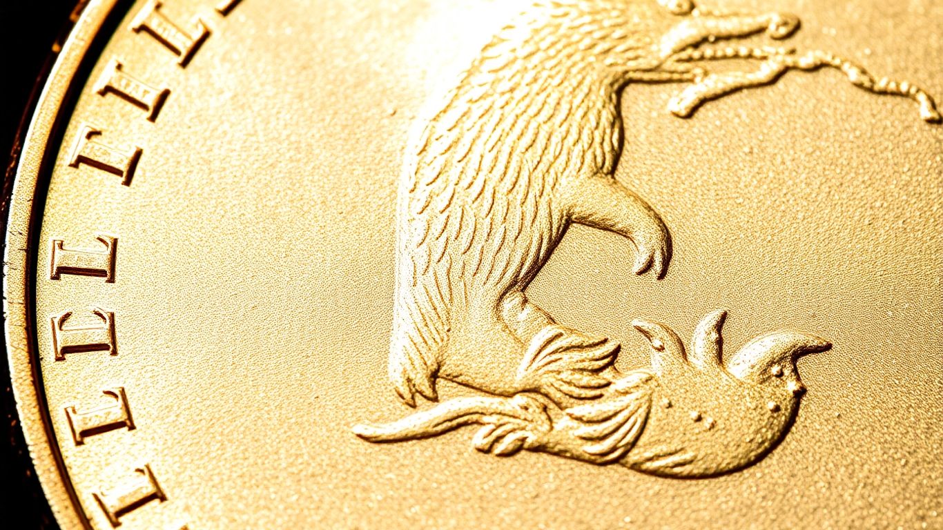 Close-up of a gleaming, detailed, near-perfect coin.