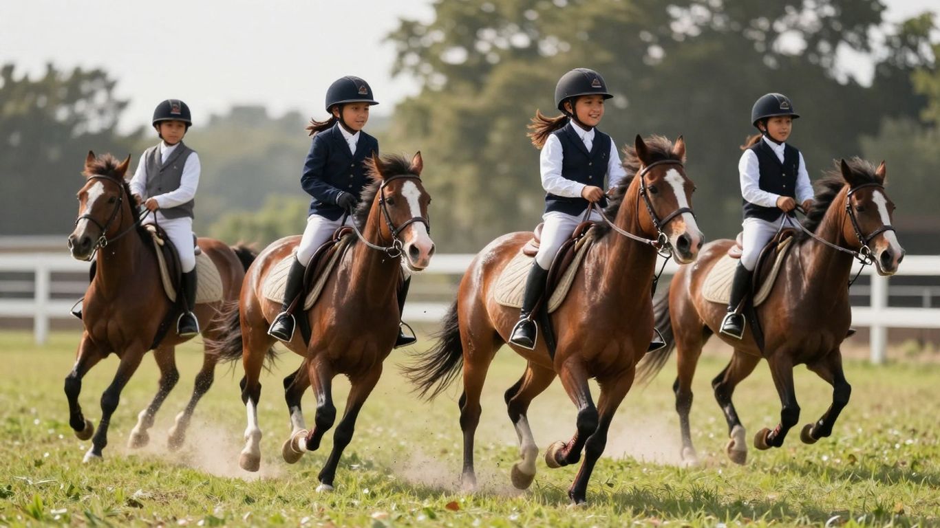 Young riders on ponies at Park Ridge Pony Club.