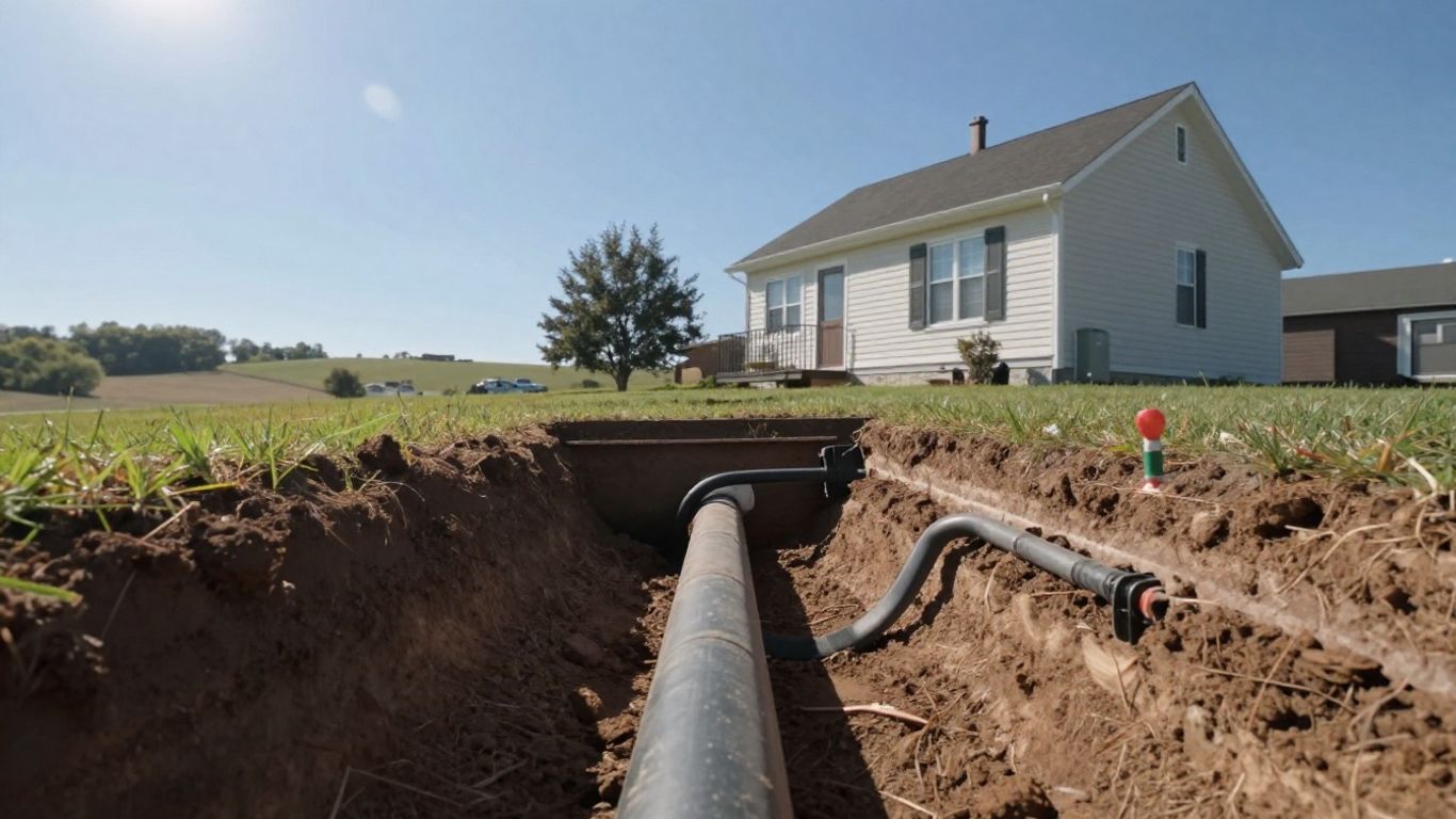 Pompe à chaleur géothermique dans un paysage ensoleillé.