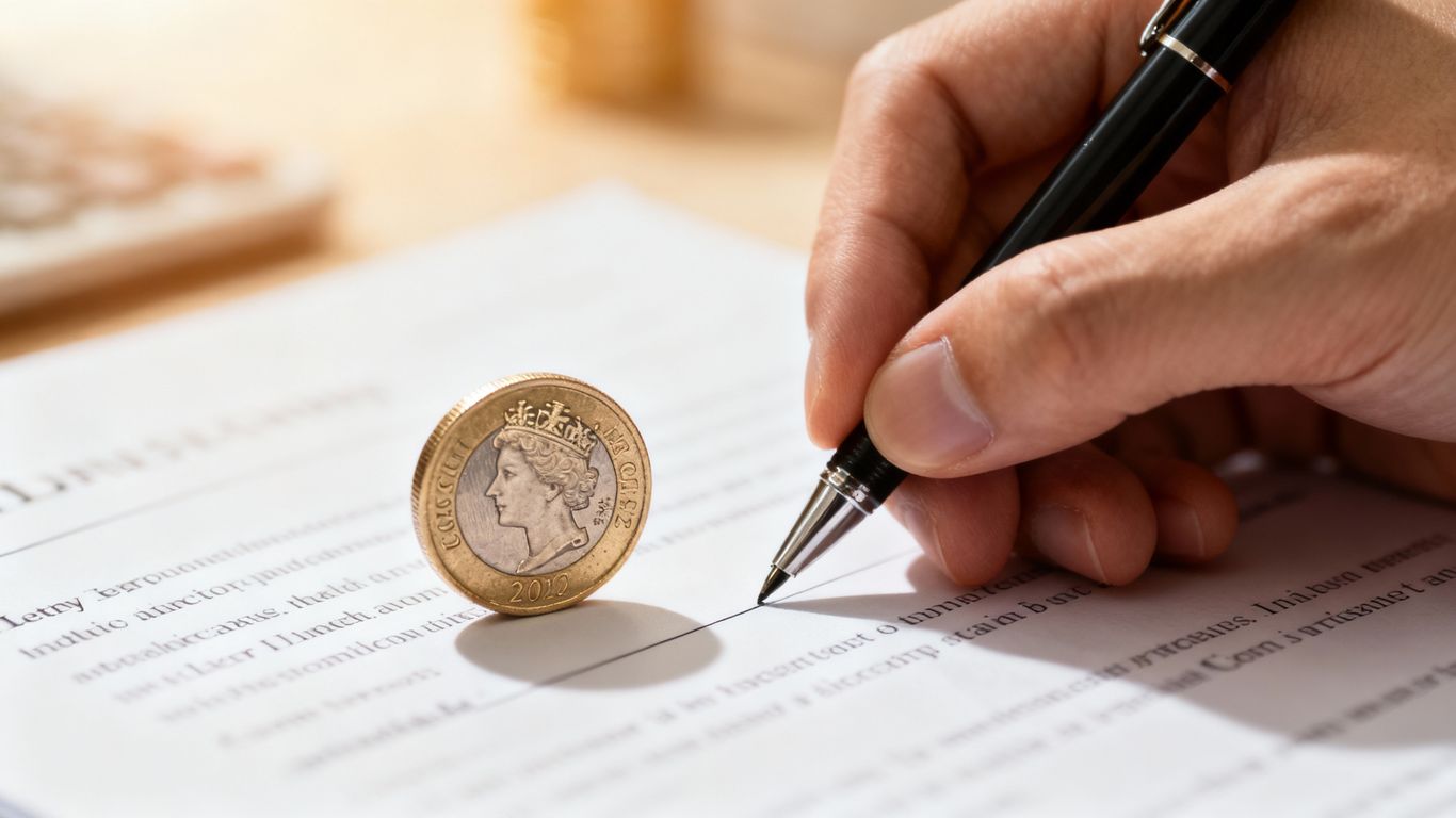 Signing a Power of Attorney document with UK currency.