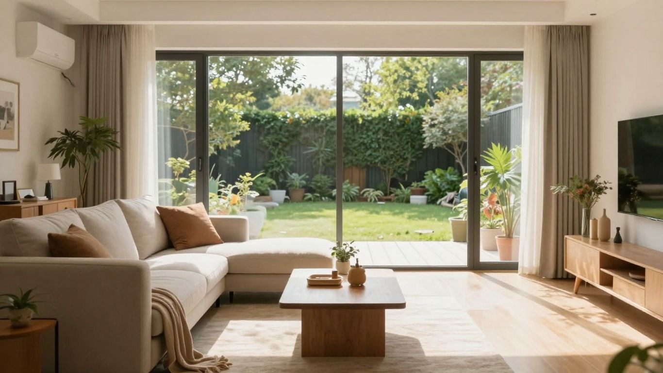 Sala de estar acogedora con luz natural y elementos familiares.