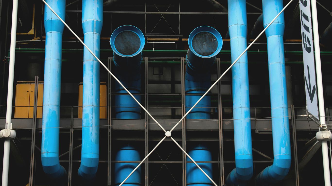 blue plastic pipes