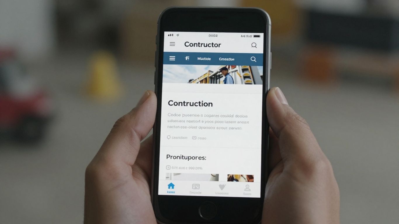 Contractor website on a mobile phone.