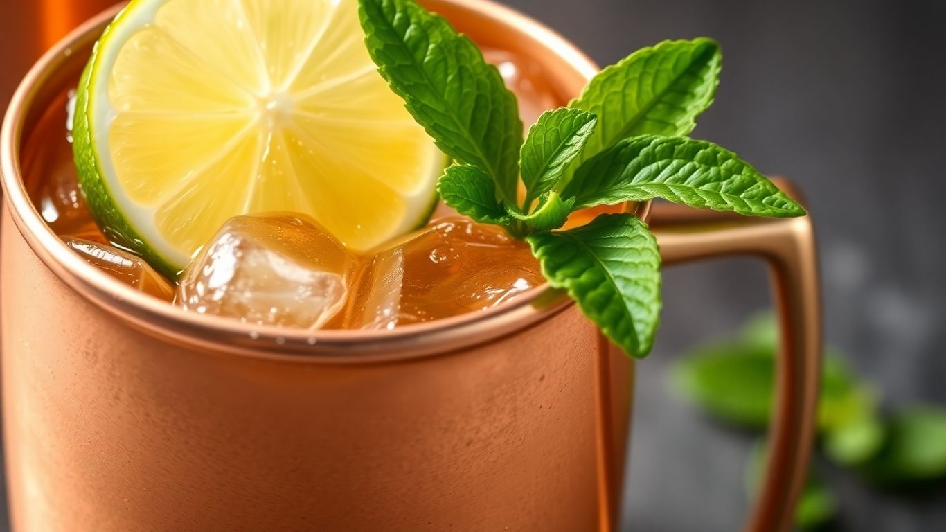 Non-alcoholic Moscow Mule in a copper mug with lime.