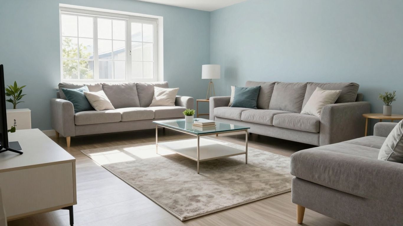 Small room painted light colors to feel larger.