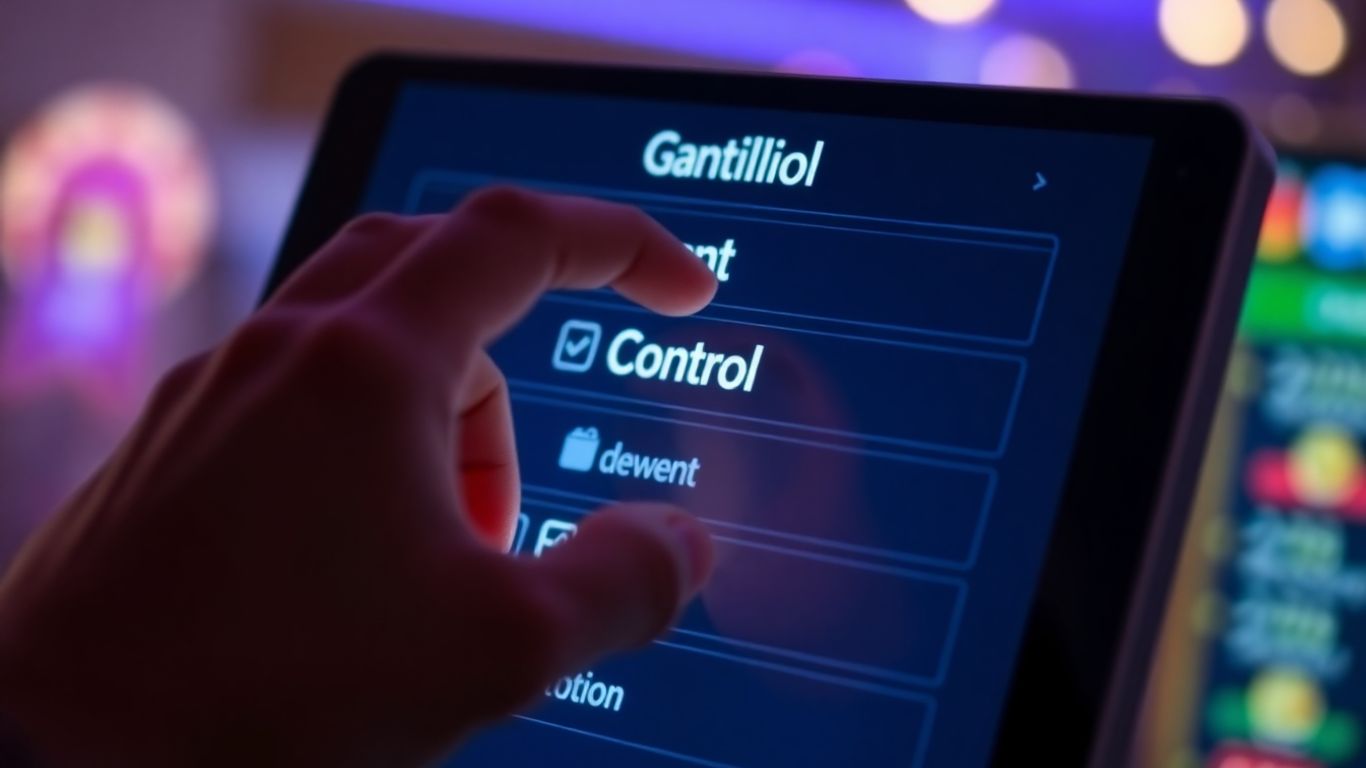 Hand using digital tools for responsible gambling controls.