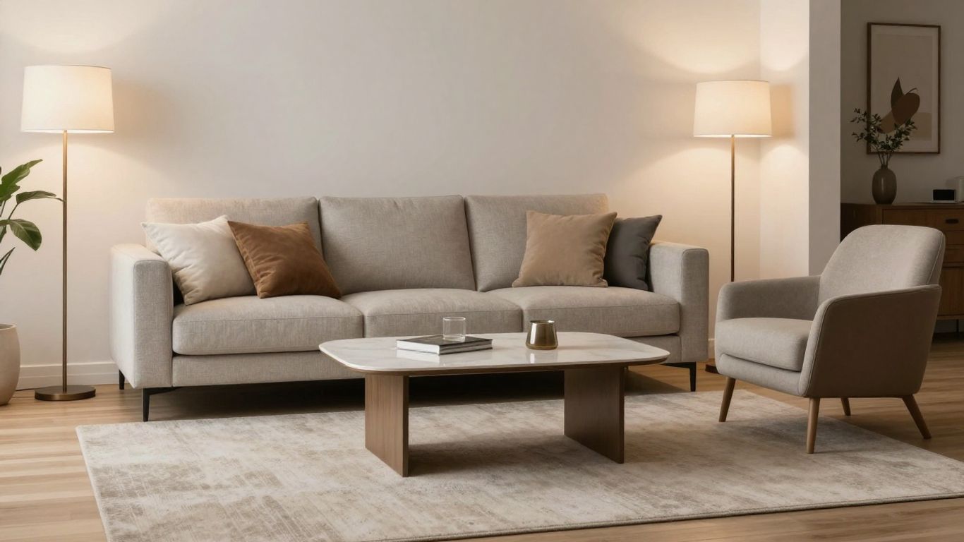 Modern furniture package for an Airbnb living room.