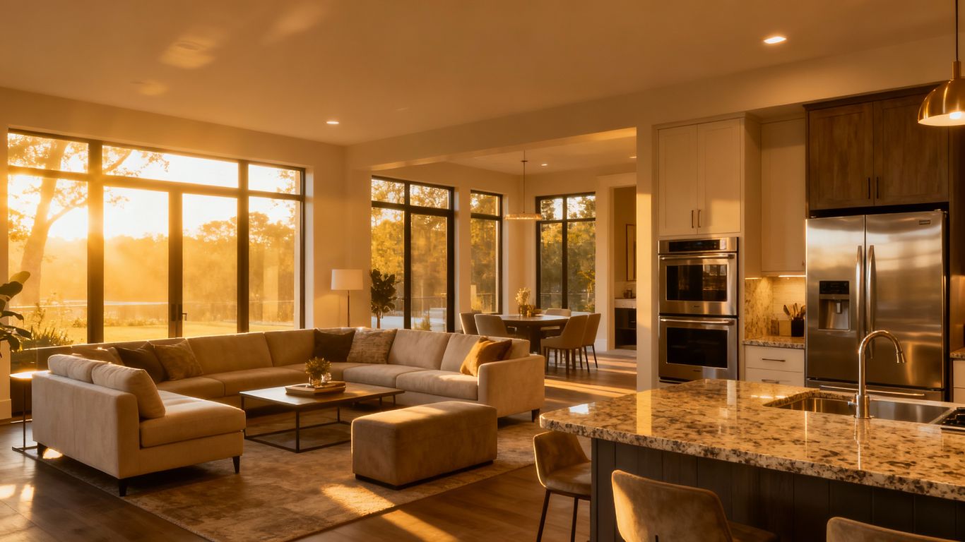 Modern living room and kitchen renovation