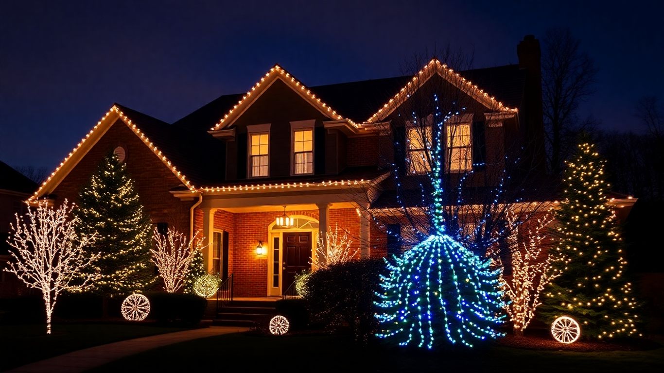 Festive house with professional Christmas lights in Oakville.