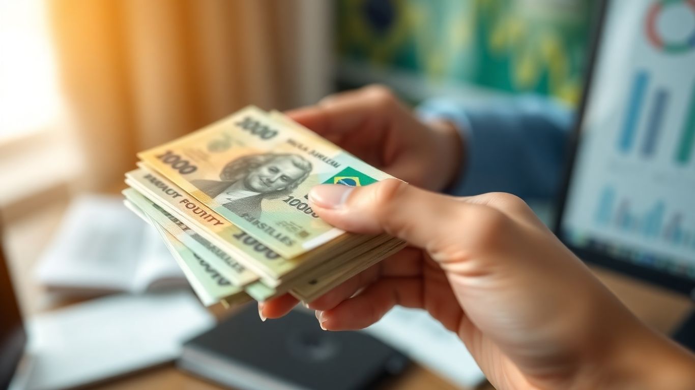 Mãos segurando dinheiro, FIIs, investimento, MXRF11