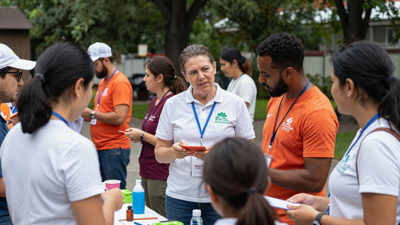 Oamenii participă la un eveniment comunitar de sănătate.