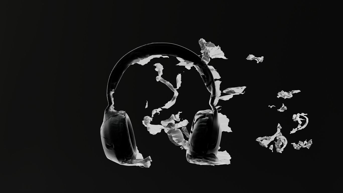 a black and white photo of a pair of headphones