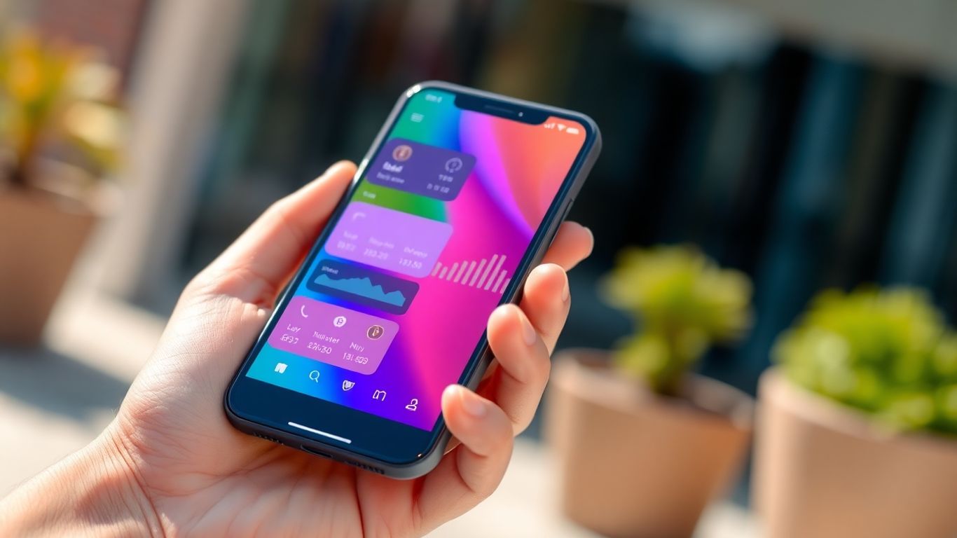 Smartphone screen with financial data