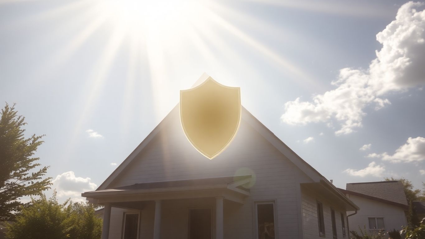 Casa protegida por un escudo de seguro.