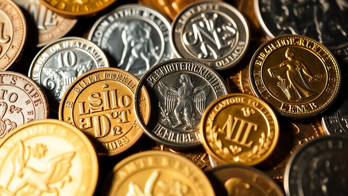 Collection of rare gold and silver coins.